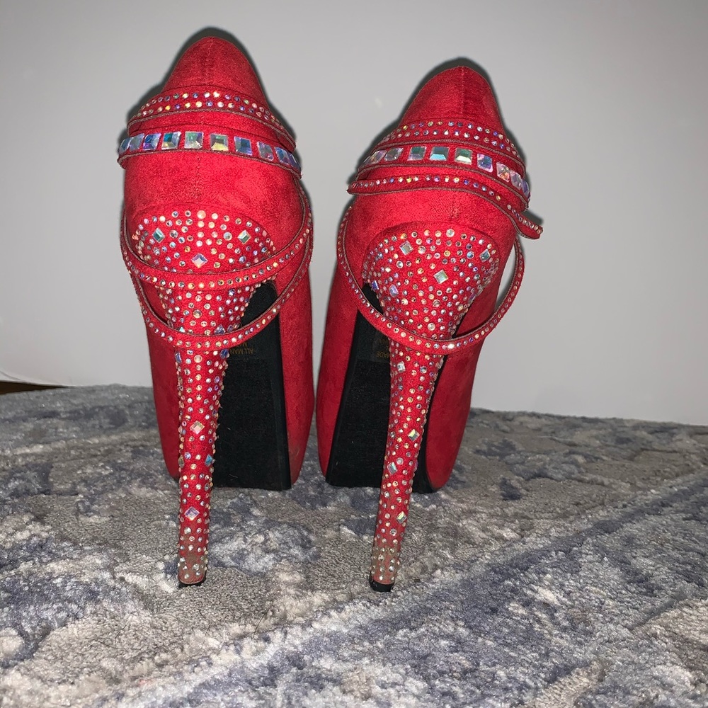 Red bedazzled high heels